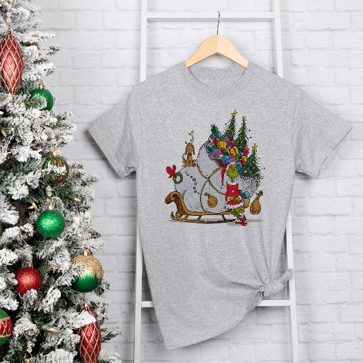 Klassieke Grinch | Grinch & Max met Sleigh Tri-Blend Shirt