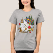 Klassieke Grinch | Grinch & Max met Sleigh Tri-Blend Shirt (Voorkant)