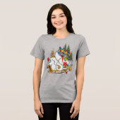 Klassieke Grinch | Grinch & Max met Sleigh Tri-Blend Shirt (Voorkant volledig)