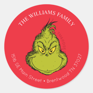 Klassieke Grinch Kerstboodschap Ronde Sticker