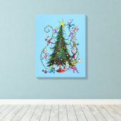 Klassieke Grinch | Kerstboom Canvas Afdruk (Insitu (Houten vloer))