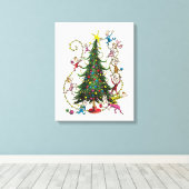Klassieke Grinch | Kerstboom Canvas Afdruk (Insitu (Houten vloer))