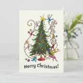 Klassieke Grinch | Kerstboom Feestdagenkaart (Staand voorkant)