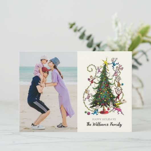 Klassieke Grinch | Kerstboom Kerst Foto Feestdagenkaart (Staand voorkant)