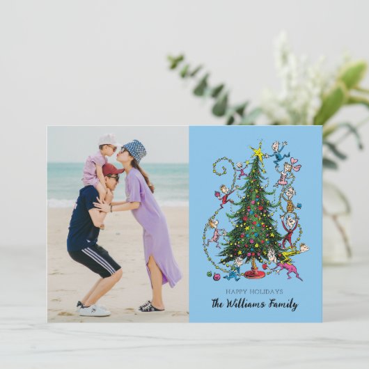 Klassieke Grinch | Kerstboom Kerst Foto Feestdagenkaart (Staand voorkant)
