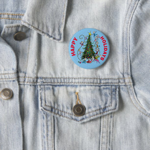 Klassieke Grinch Kerstboom Ronde Button 5,7 Cm