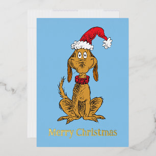 Klassieke Grinch Max - Kerstman Hoed Folie Feestdagenkaart
