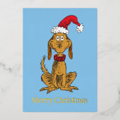 Klassieke Grinch | Max - Kerstman Hoed Folie Feestdagenkaart (Voorkant)