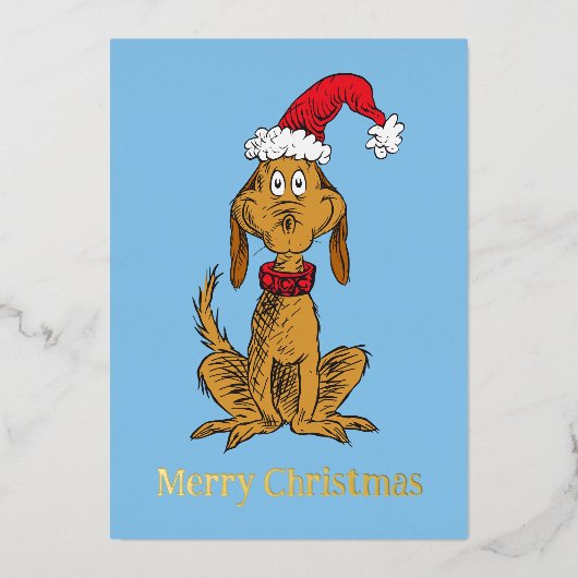 Klassieke Grinch | Max - Kerstman Hoed Folie Feestdagenkaart (Voorkant)
