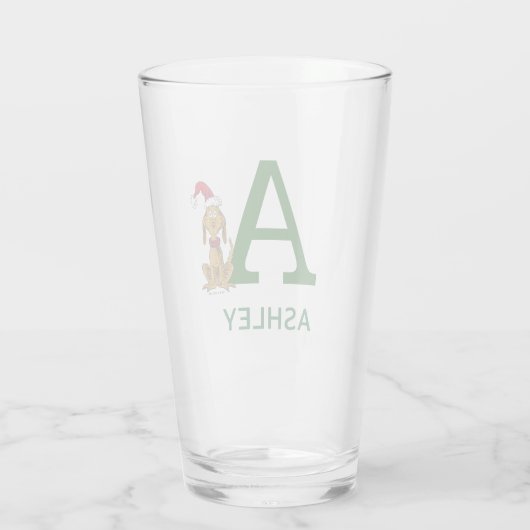 Klassieke Grinch Max | Naam en monogram Glas (Achterkant)
