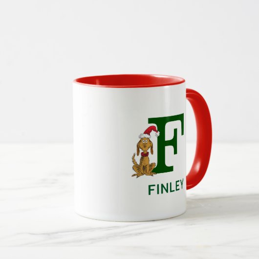 Klassieke Grinch Max | Naam & Monogram F Mok (Voorkant rechts)
