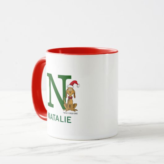 Klassieke Grinch Max | Naam & Monogram N Mok (Voorkant links)