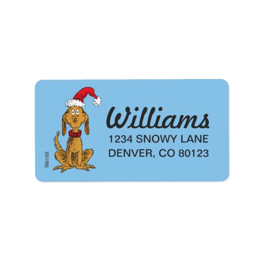 Klassieke Grinch | Max - Santa Hat Etiket (Voorkant)