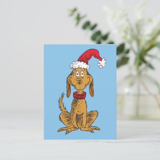 Klassieke Grinch | Max - Santa Hat Feestdagenkaart (Staand voorkant)