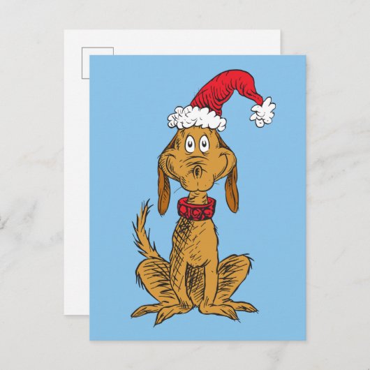 Klassieke Grinch | Max - Santa Hat Feestdagenkaart (Voorkant / Achterkant)