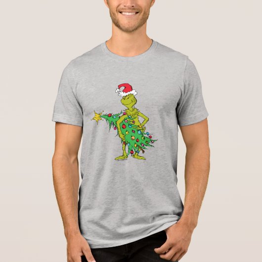 Klassieke Grinch | Naughty Tri-Blend Shirt (Voorkant)