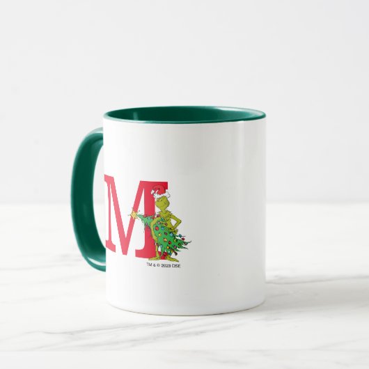 Klassieke Grinch | Ondeugend Monogram M Mok (Voorkant links)