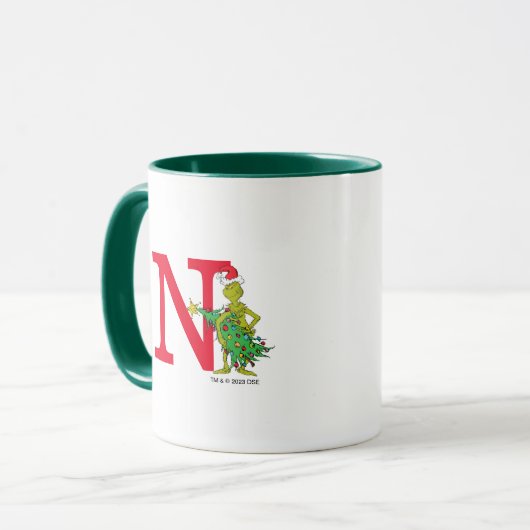 Klassieke Grinch | Ondeugend Monogram N Mok (Voorkant links)