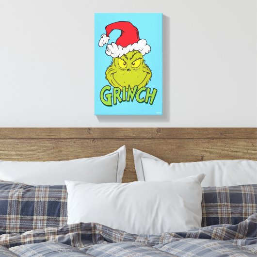 Klassieke Grinch | Ondeugend of Nice Canvas Afdruk (Insitu (Slaapkamer))
