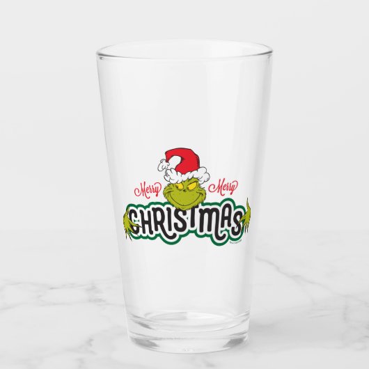Klassieke Grinch | Prettig Kerstfeest Glas (Voorkant)