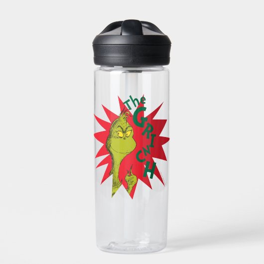 Klassieke Grinch | Rode Stervonken Waterfles (Voorkant)