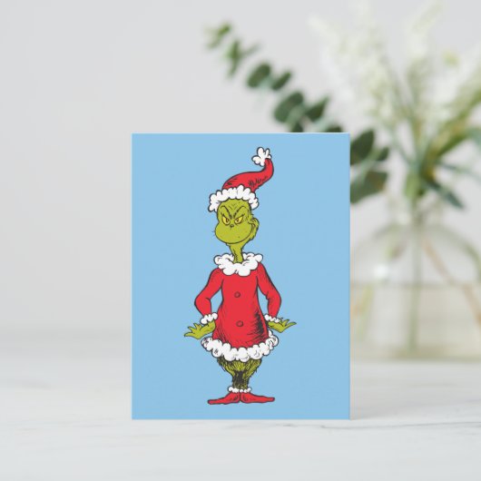 Klassieke Grinch | Santa Claus Feestdagenkaart (Staand voorkant)