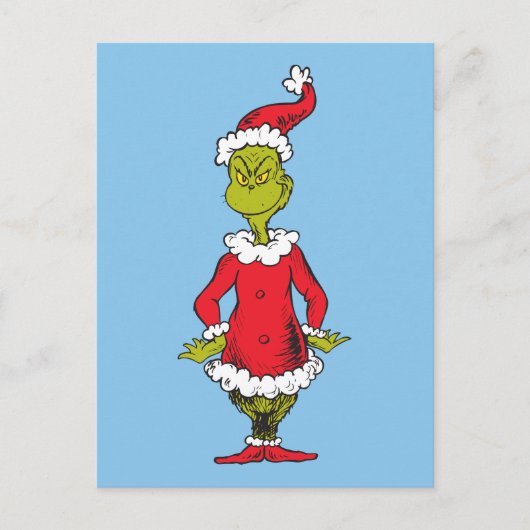 Klassieke Grinch | Santa Claus Feestdagenkaart (Voorkant)