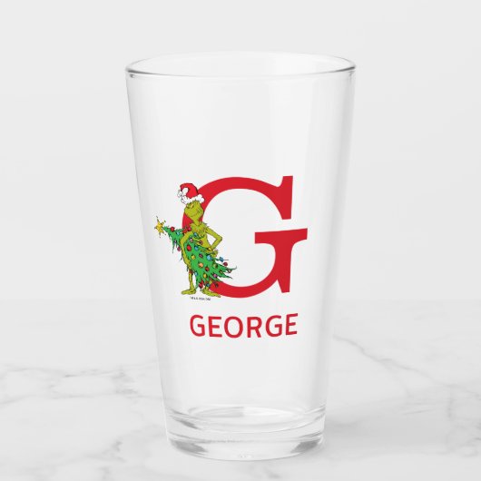 Klassieke Grinch | Stoute naam & monogram Glas (Voorkant)