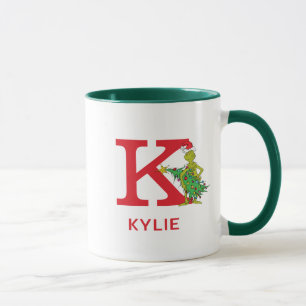 Klassieke Grinch Stoute naam & monogram K Mok