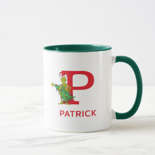 Klassieke Grinch Stoute naam & monogram P Mok