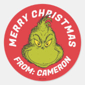 Klassieke Grinch | Vrolijk kerstfeest Ronde Sticker (Voorkant)