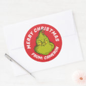 Klassieke Grinch | Vrolijk kerstfeest Ronde Sticker (Envelop)