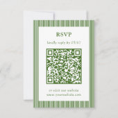Klassieke Groen Dun Gestreepte Trouwen RSVP QR Cod (Voorkant)