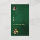 Klassieke Groen Goud Crossed Pennen Notaris QR Cod Visitekaartje (Achterkant)