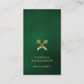 Klassieke Groen Goud Crossed Pennen Notaris QR Cod Visitekaartje (Voorkant)