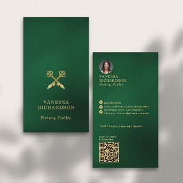Klassieke Groen Goud Crossed Pennen Notaris QR Cod Visitekaartje