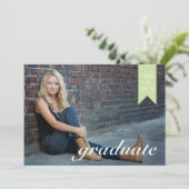 Klassieke groene Afstuderen aankondiging - Uitnodi (Staand voorkant)