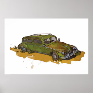 Klassieke Groene Antieke Sedan Poster