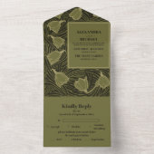 Klassieke Groene Art Nouveau Bruiloft All In One Uitnodiging (Binnen)