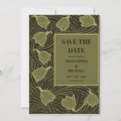 Klassieke Groene Art Nouveau Bruiloft Save The Date (Voorkant)