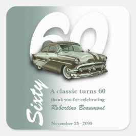 Klassieke groene auto wordt 60 jaar vierkante sticker