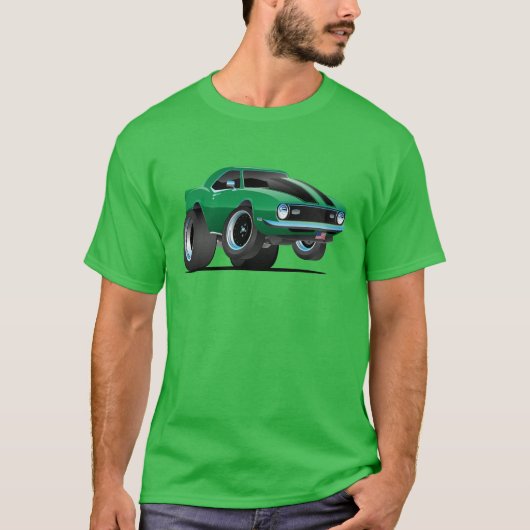 Klassieke  groene autowrak t-shirt (Voorkant)