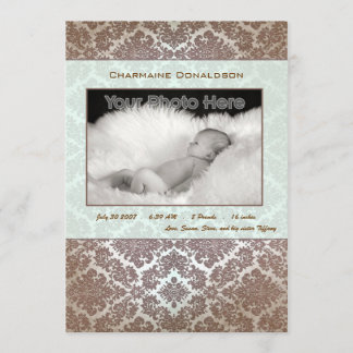 Klassieke groene baby geboorteaankondiging aankondiging