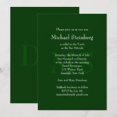 Klassieke groene balk Mitzvah-uitnodiging Kaart (Voorkant / Achterkant)