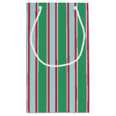 Klassieke groene blauwe kerst gestreepte cadeautas (Achterkant)