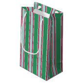 Klassieke groene blauwe kerst gestreepte cadeautas (Achterkant Gekanteld)