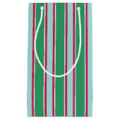Klassieke groene blauwe kerst gestreepte cadeautas (Voorkant)