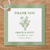 Klassieke Groene Bloemen Stripe Wedding Dank u Bedankjes Labels