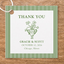 Klassieke Groene Bloemen Stripe Wedding Dank u Bedankjes Labels