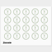 Klassieke Groene Bloemen Stripe Wedding Dank u Ronde Sticker (Vel)